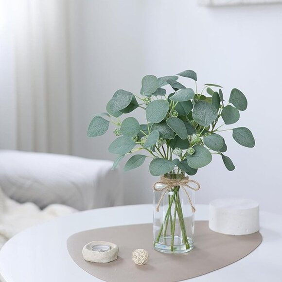 Other - NEW 15" Fake Plant Eucalyptus Leaves White Seeds for Bathroom Shelves.